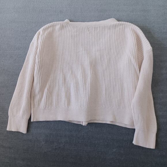 Old Navy Cardigan Sweater Womens XL Beige Knit V Neck Casual Stretch Minimalist - Picture 2 of 10